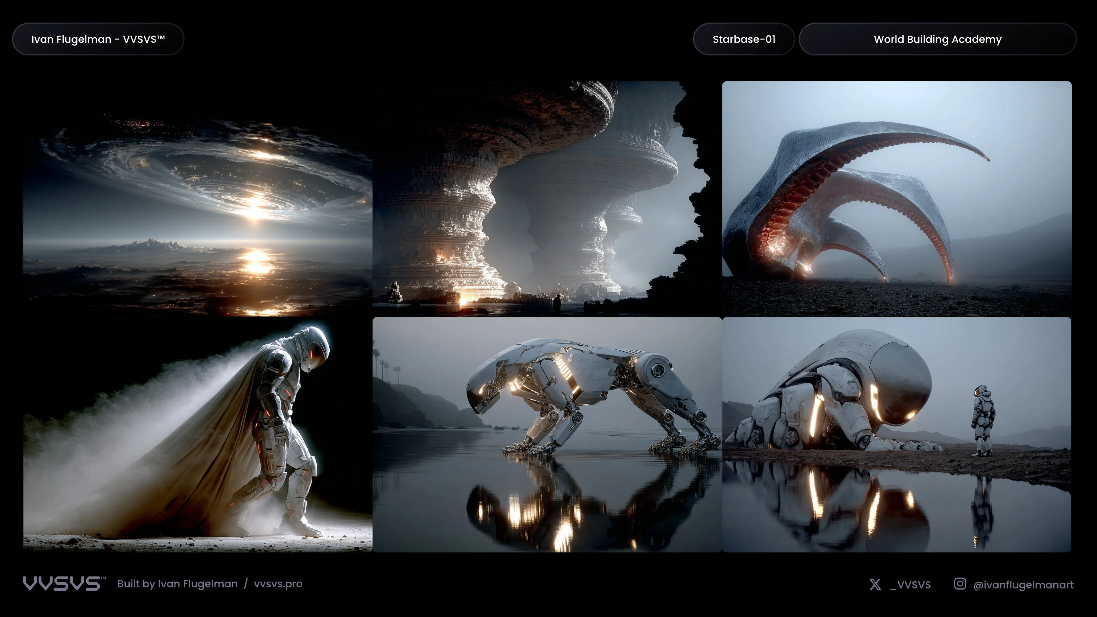 Starbase-01 — one world, one moodboard, every frame from the same hand